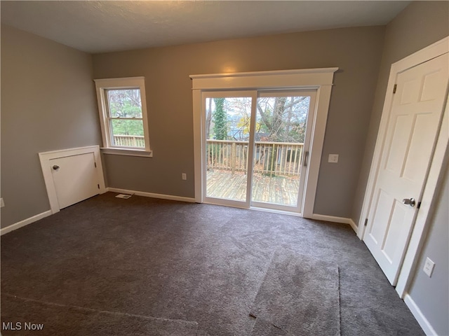 carpeted spare room featuring a wealth of natural light