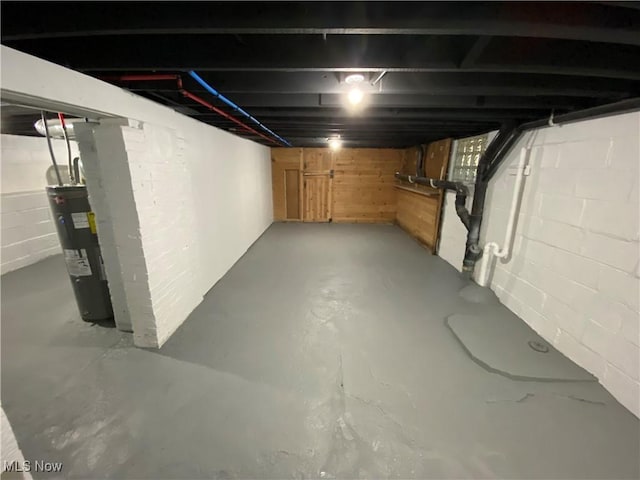 basement with water heater