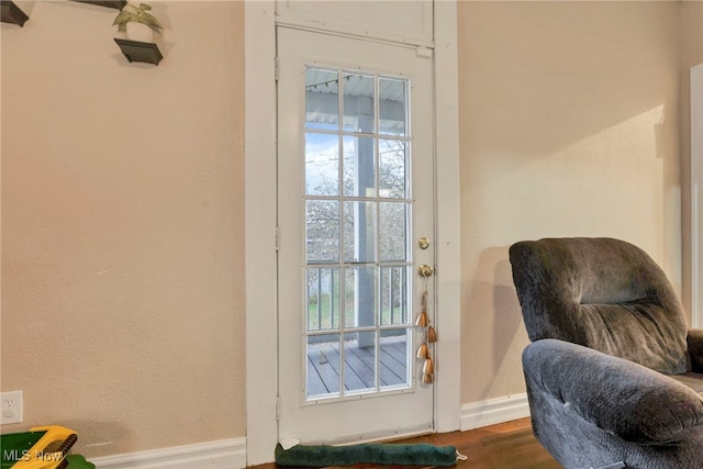 doorway to outside with wood-type flooring and plenty of natural light