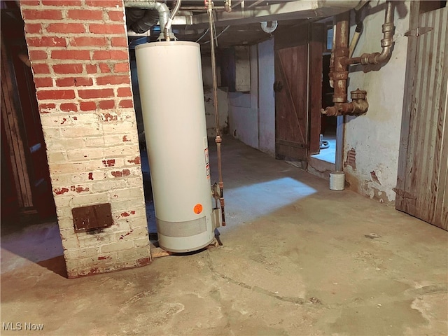 basement featuring water heater