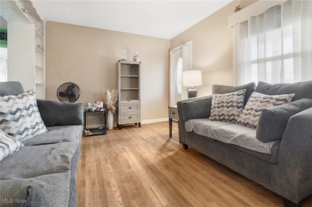 living room featuring light wood-type flooring