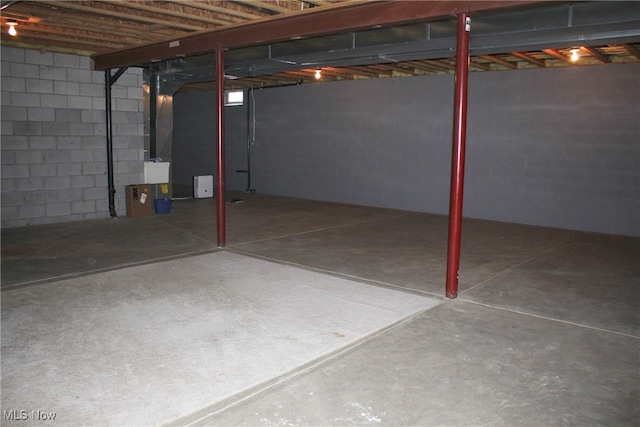 basement featuring heating unit