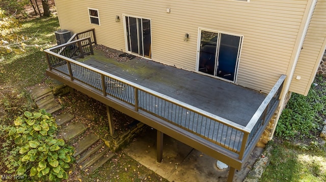 wooden terrace with central air condition unit