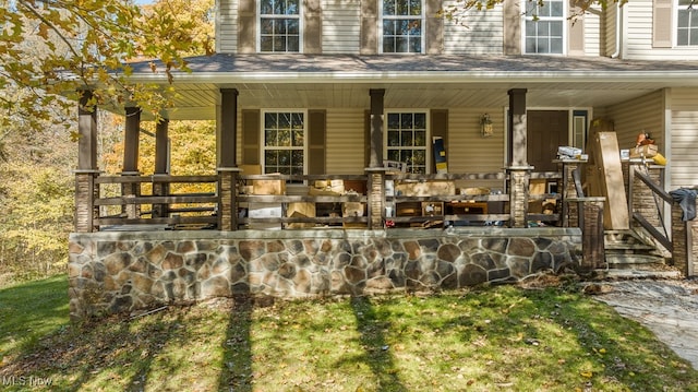 exterior space featuring covered porch