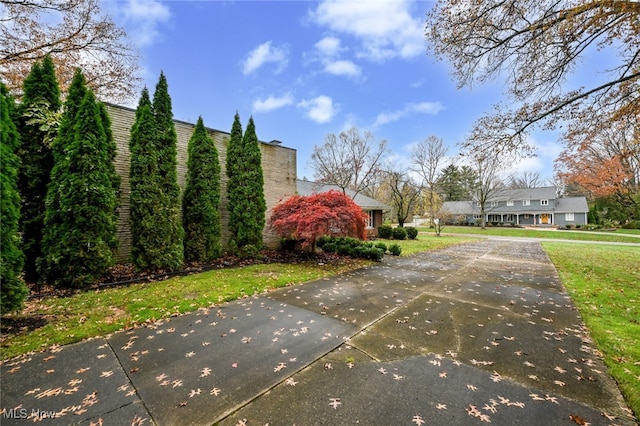 view of property's community with a yard