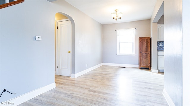 empty room featuring light hardwood / wood-style flooring