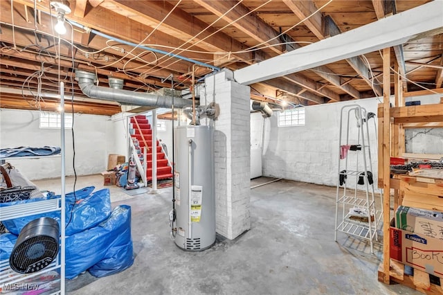 basement with water heater