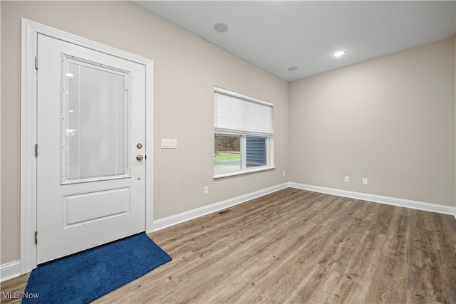 foyer entrance featuring light wood-type flooring