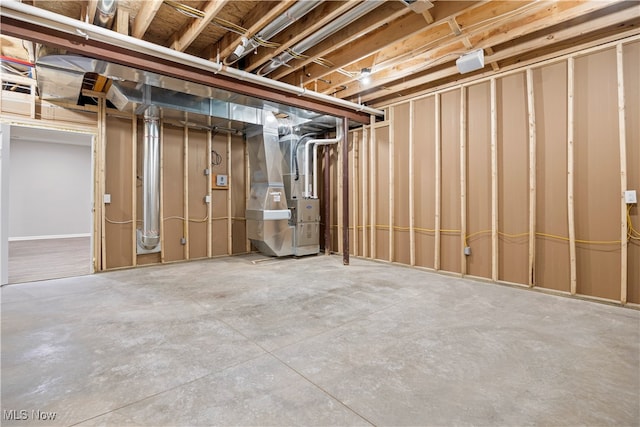 basement with heating unit