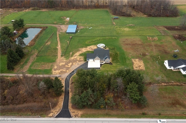 aerial view featuring a rural view