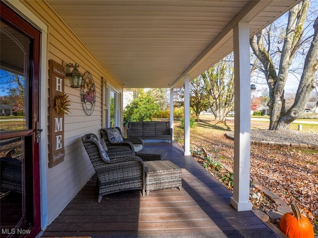 deck with a porch