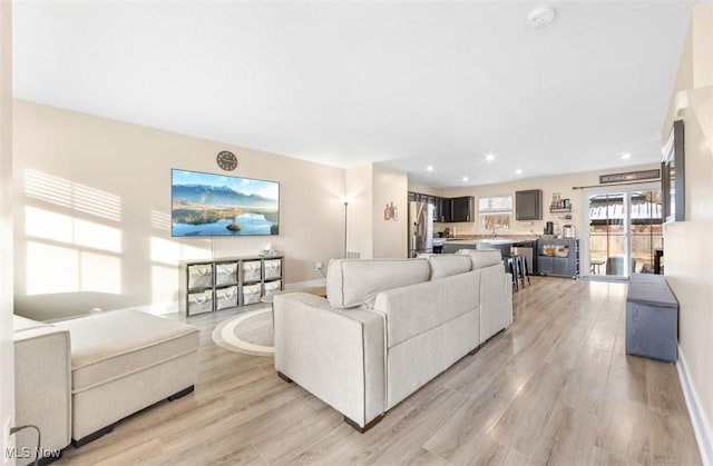 living room featuring light hardwood / wood-style flooring