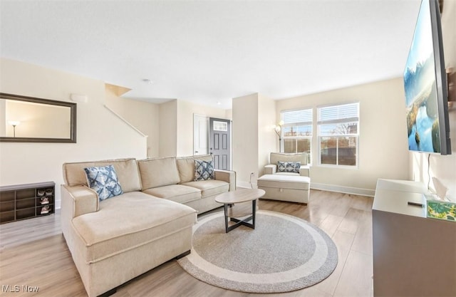 living room featuring light hardwood / wood-style flooring