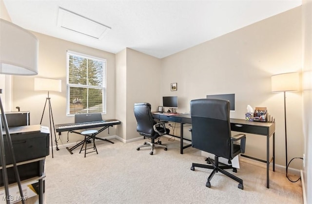 office featuring light colored carpet