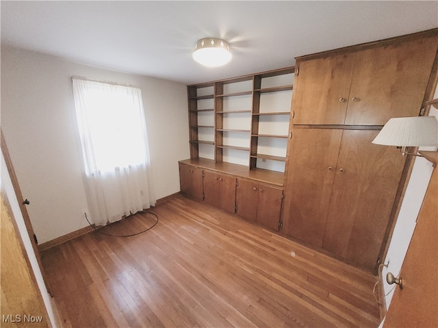 interior space with light hardwood / wood-style floors