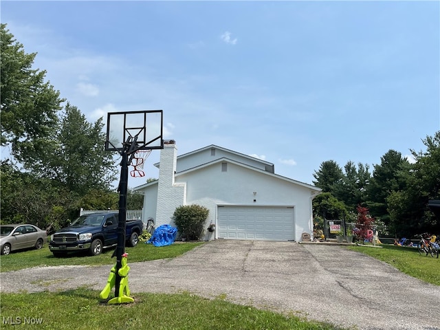 exterior space with a garage