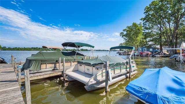 dock area featuring a water view