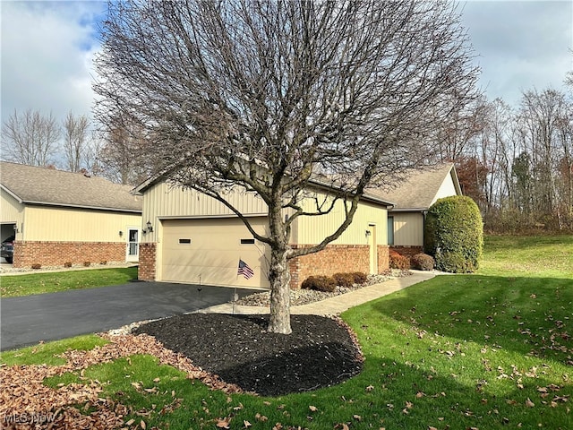 view of property exterior with a lawn