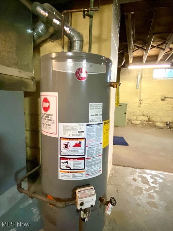 utility room with gas water heater