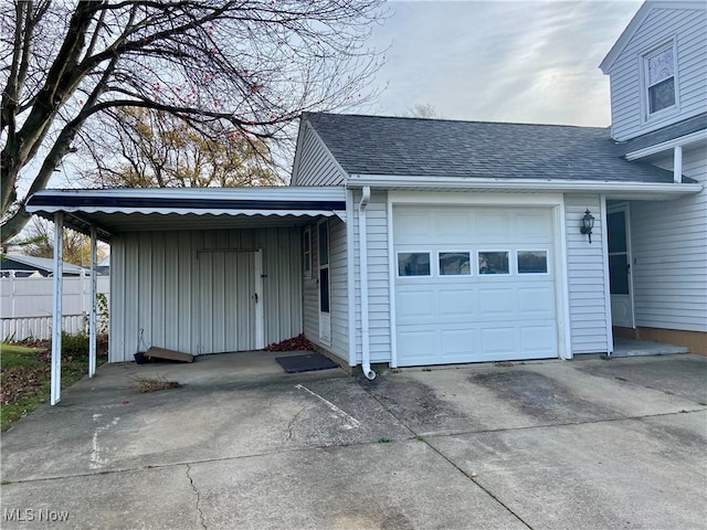 exterior space featuring a carport