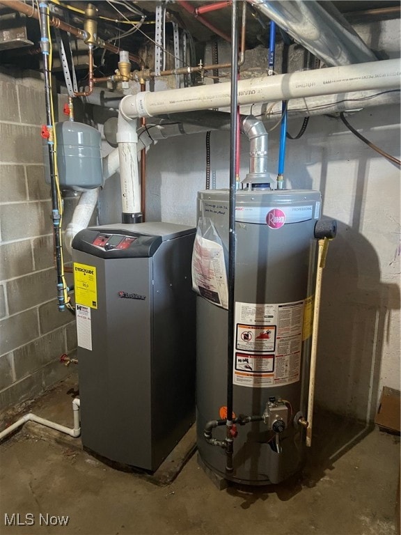 utility room with water heater