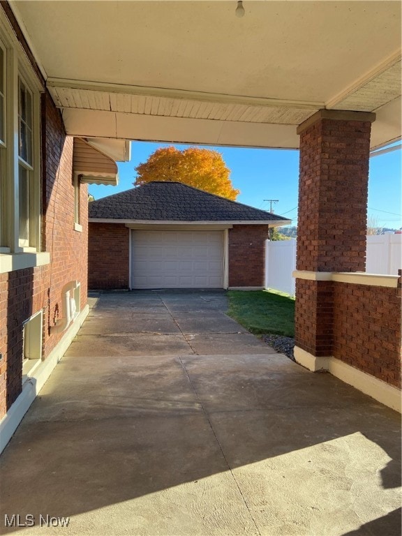 view of garage