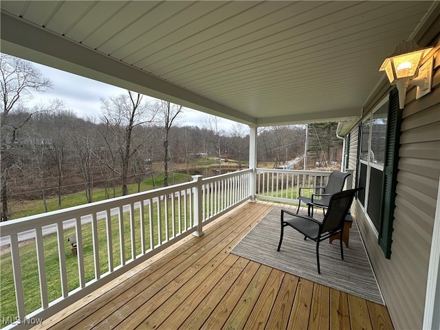 deck with a lawn