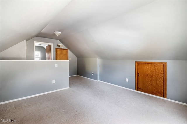 additional living space with carpet and lofted ceiling