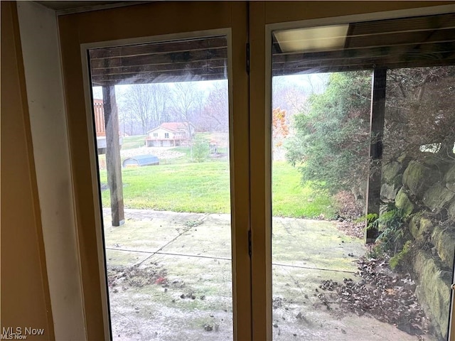 entryway featuring french doors