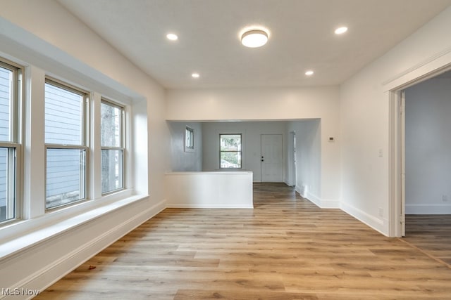 interior space with light hardwood / wood-style floors