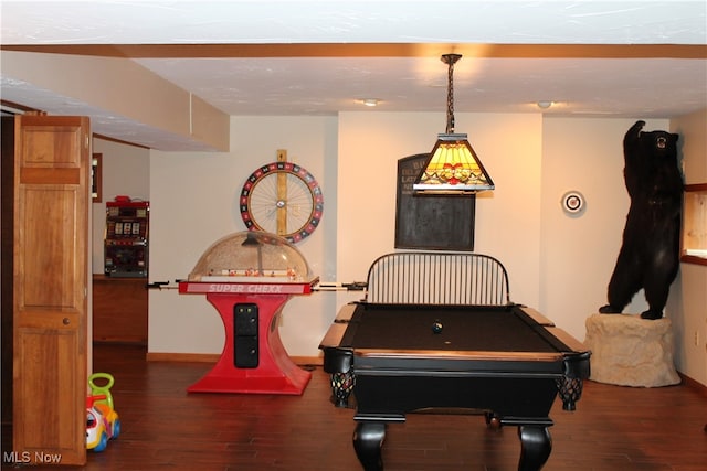 recreation room featuring dark wood-type flooring and billiards