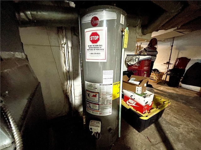 utility room with water heater