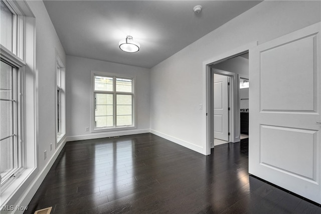 unfurnished room featuring dark wood-type flooring