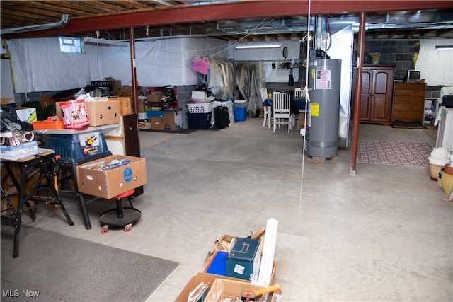 basement featuring gas water heater