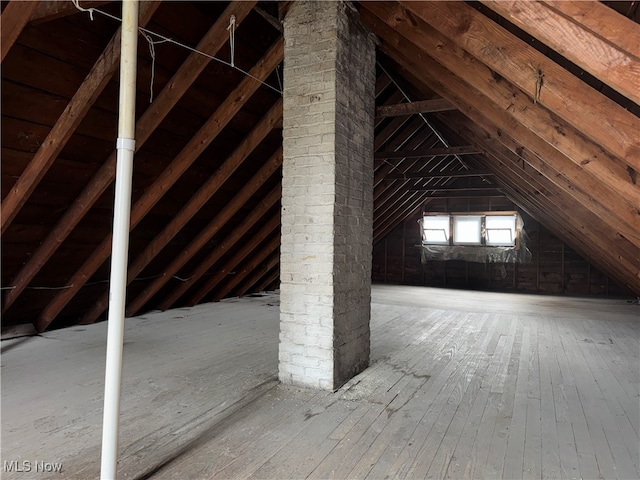 view of unfinished attic