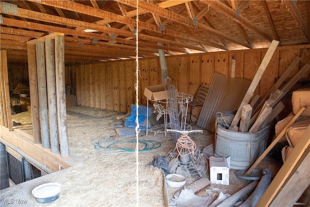 misc room with lofted ceiling