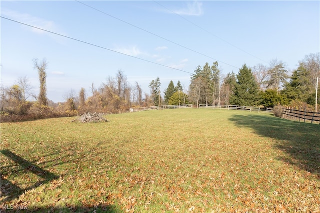 view of yard with a rural view