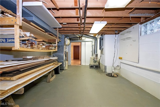 basement with heating unit