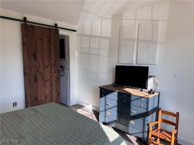 bedroom with a barn door