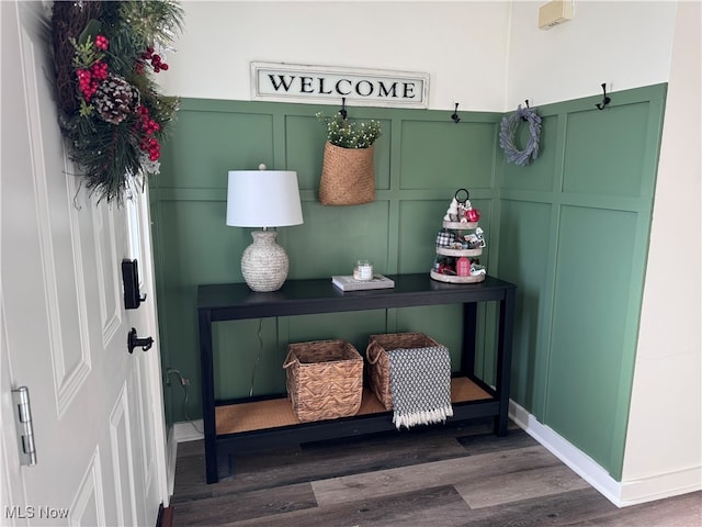 mudroom featuring dark hardwood / wood-style flooring