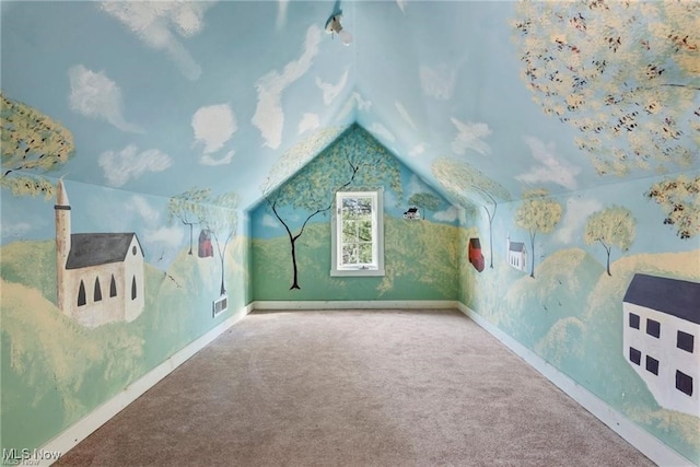 bonus room with visible vents, carpet floors, baseboards, and vaulted ceiling