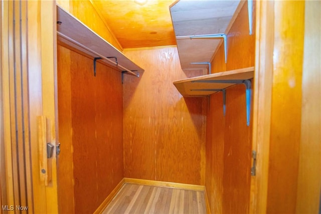 spacious closet with hardwood / wood-style floors