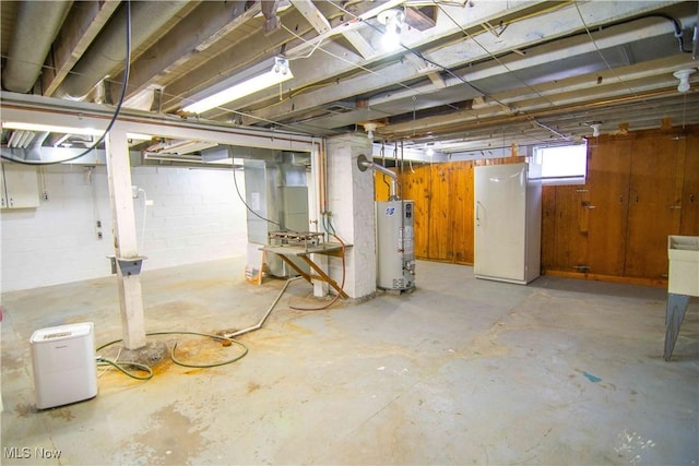 basement with gas water heater