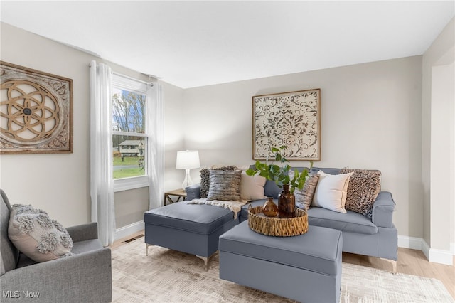 living room featuring light hardwood / wood-style flooring