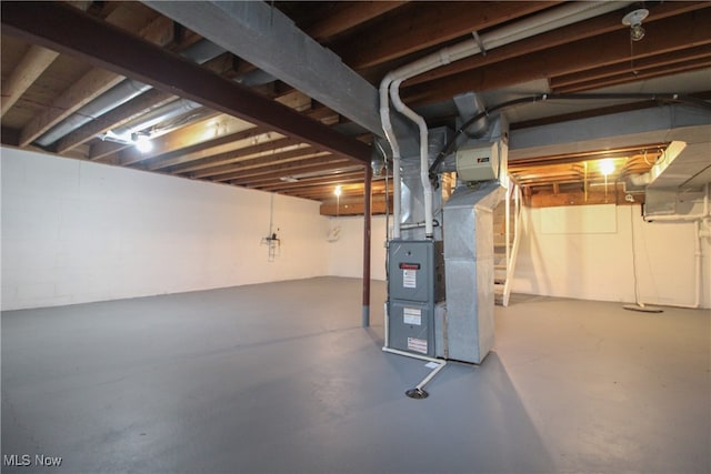 basement with heating unit