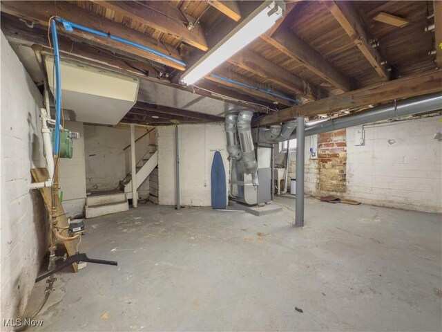 basement with heating unit