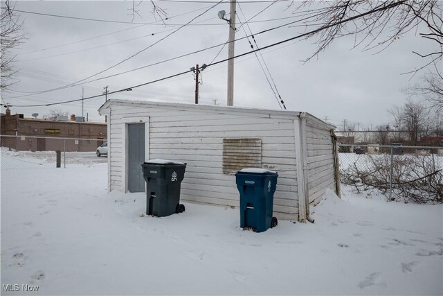 view of snow covered structure