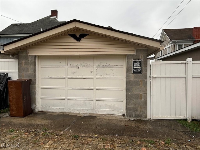 view of garage