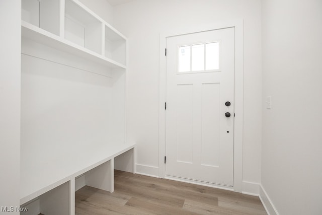 mudroom featuring light wood-type flooring