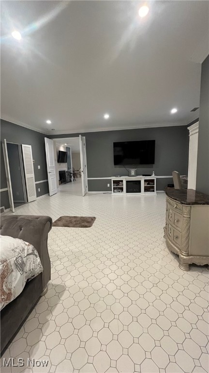 interior space featuring crown molding